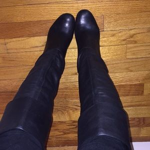 Steve Madden Heidi Black Leather 3.5" Heel Boots